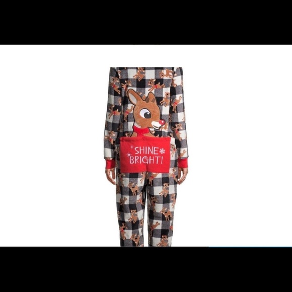 2 sizes Rudolf Christmas onsies pj  and antlers - Picture 1 of 5